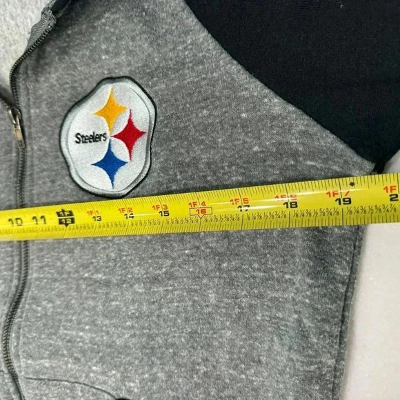 NFL Pittsburgh Steelers Youth L (14/16) Athletic Hoodie Sweatshirt Gray & Black - Picture 6 of 9